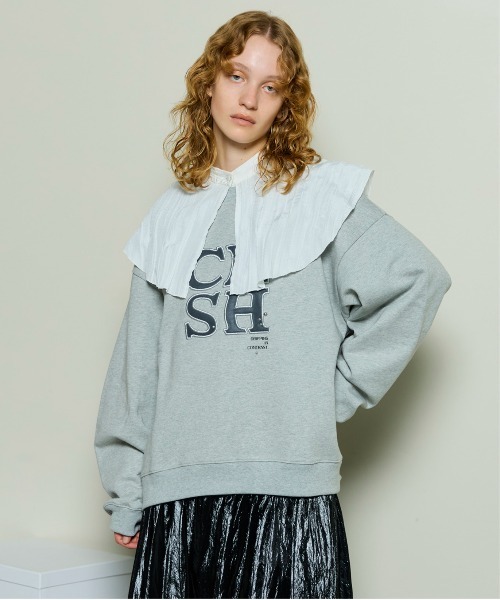 MAISON SPECIAL（メゾンスペシャル）の「CLASH Logo Stud Sweatshirt / CLASHロゴスタッズスウェット（スウェット・レディース・グレー/チャコールグレー/ピンク/グリーン・FREE）」の2枚目の写真