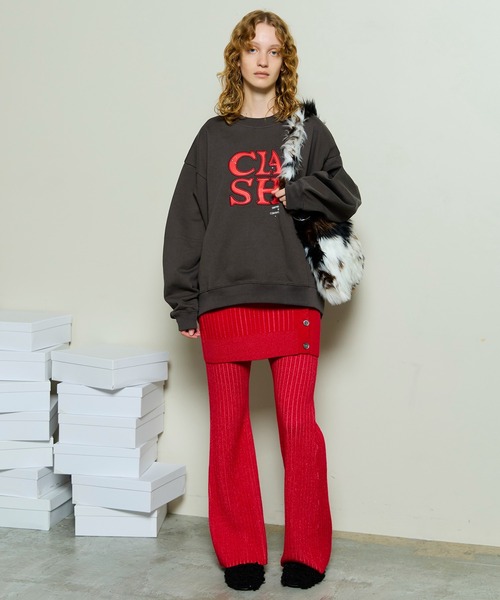 MAISON SPECIAL（メゾンスペシャル）の「CLASH Logo Stud Sweatshirt / CLASHロゴスタッズスウェット（スウェット・レディース・グレー/チャコールグレー/ピンク/グリーン・FREE）」の5枚目の写真