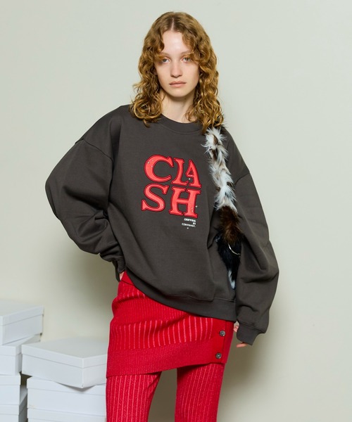 MAISON SPECIAL（メゾンスペシャル）の「CLASH Logo Stud Sweatshirt / CLASHロゴスタッズスウェット（スウェット・レディース・グレー/チャコールグレー/ピンク/グリーン・FREE）」の8枚目の写真