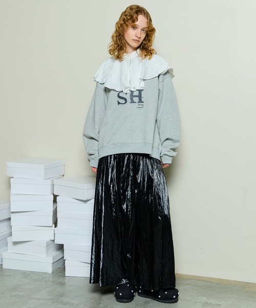 MAISON SPECIAL（メゾンスペシャル）の「CLASH Logo Stud Sweatshirt / CLASHロゴスタッズスウェット（スウェット・レディース・グレー/チャコールグレー/ピンク/グリーン・FREE）」の18枚目の写真