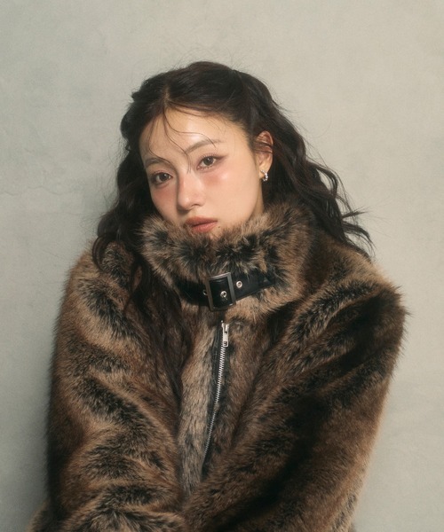 eggka ファー　コート ベルトエコファーコート（その他アウター）｜ANDGEEBEE（アンジービー