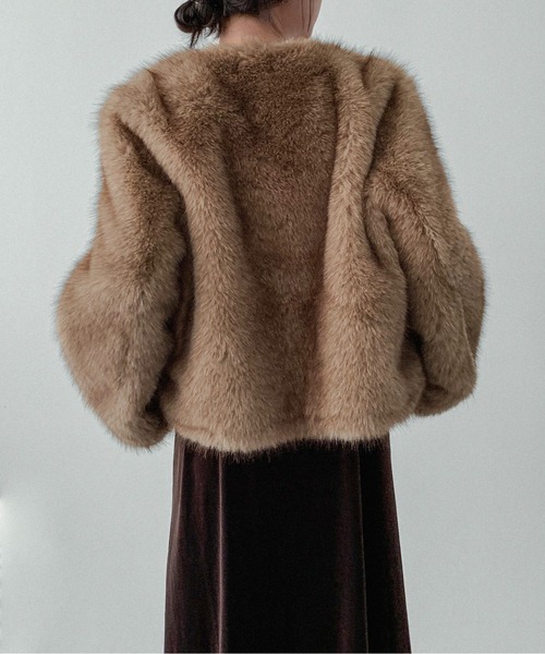 H3391-18◾️ジュリアナ テソ　エルミン　オコジョ　リアルファーコート on:nue】[着用動画あり！] 金釦フェイクファーコート /2025 AW