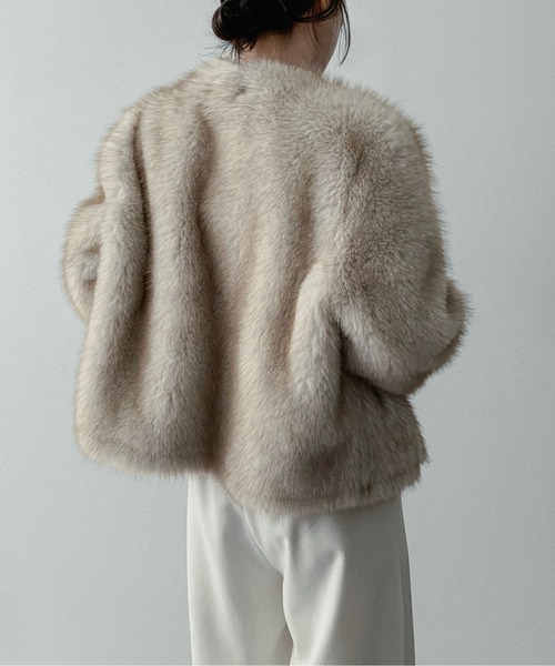 H3391-18◾️ジュリアナ テソ　エルミン　オコジョ　リアルファーコート on:nue】[着用動画あり！] 金釦フェイクファーコート /2025 AW