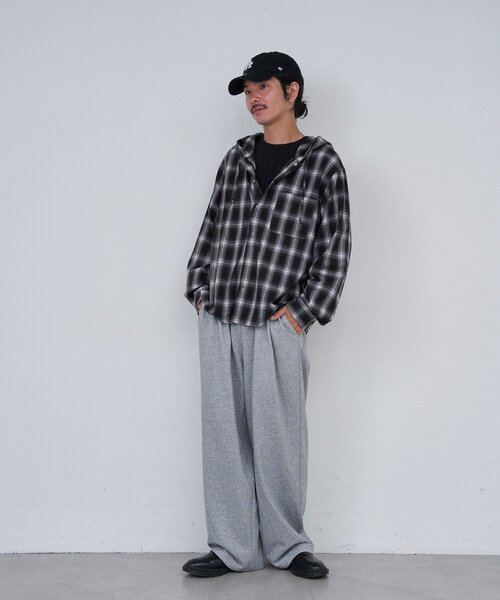 Kastane（カスタネ）の「*【セットアップ対応/チェック&ストライプ/ユニセックス】BM フードシャツ（シャツ/ブラウス・レディース・ブラック/ブラウン/ブルー・FREE）」の10枚目の写真