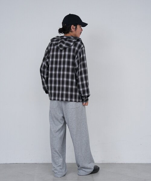 Kastane（カスタネ）の「*【セットアップ対応/チェック&ストライプ/ユニセックス】BM フードシャツ（シャツ/ブラウス・レディース・ブラック/ブラウン/ブルー・FREE）」の12枚目の写真