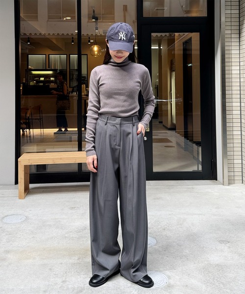 LE MORE（リモア）の「ダブルタックワイドスラックス（スラックス・レディース・グレー/ベージュ/ブラック・SHORT/FREE）」の8枚目の写真