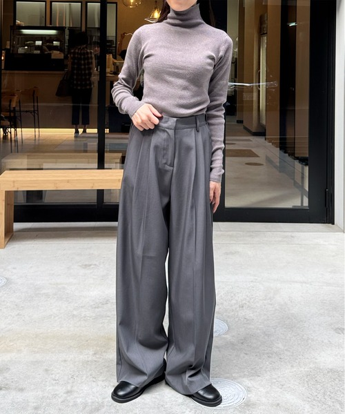 LE MORE（リモア）の「ダブルタックワイドスラックス（スラックス・レディース・グレー/ベージュ/ブラック・SHORT/FREE）」の9枚目の写真