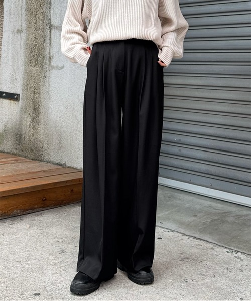 LE MORE（リモア）の「ダブルタックワイドスラックス（スラックス・レディース・グレー/ベージュ/ブラック・SHORT/FREE）」の13枚目の写真