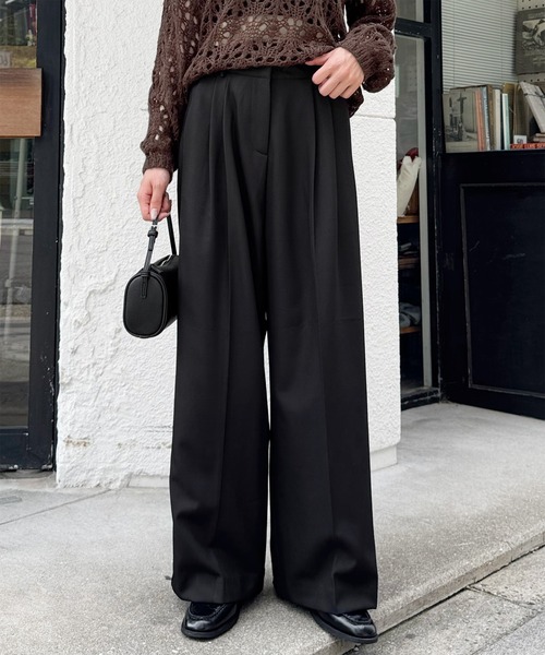 LE MORE（リモア）の「ダブルタックワイドスラックス（スラックス・レディース・グレー/ベージュ/ブラック・SHORT/FREE）」の17枚目の写真