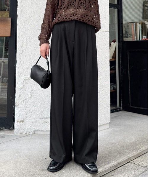 LE MORE（リモア）の「ダブルタックワイドスラックス（スラックス・レディース・グレー/ベージュ/ブラック・SHORT/FREE）」の18枚目の写真