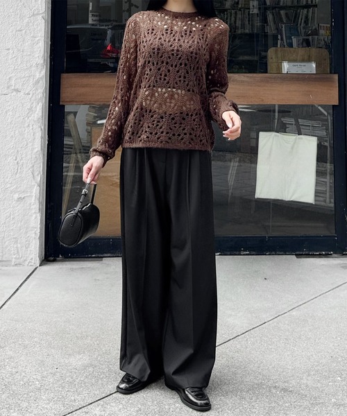 LE MORE（リモア）の「ダブルタックワイドスラックス（スラックス・レディース・グレー/ベージュ/ブラック・SHORT/FREE）」の19枚目の写真