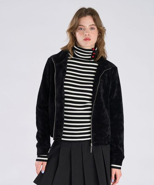 セール】モールヤーン スタンドカラー ジップ ブルゾン（スウェット