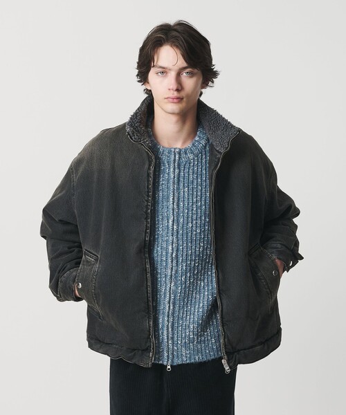 MONKEY TIME（モンキータイム）の「ボア デニム ジャケット（ブルゾン・メンズ・ダークグレー/ネイビー・S/M/L/XL）」の3枚目の写真