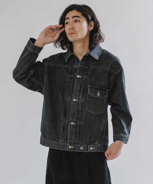SKEWed(スキュー)の「SKEWed/スキュー ストーンウォッシュ加工 1st デニム エルドラド・ジャケット(デニムジャケット・メンズ・ブラック/ブルー・46/50/42)」の4枚目の写真