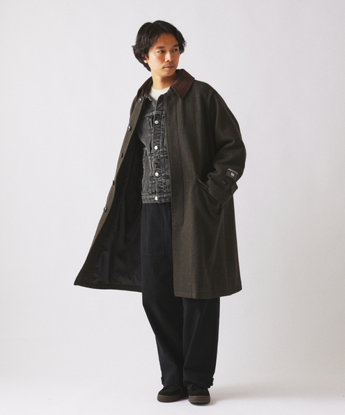 JOURNAL STANDARD relume(ジャーナルスタンダード レリューム)の「ハイランド ウール バルカラー コート(ステンカラーコート・メンズ・チャコールグレー/グレー/オリーブ/キャメル・MEDIUM/SMALL/LARGE)」の5枚目の写真