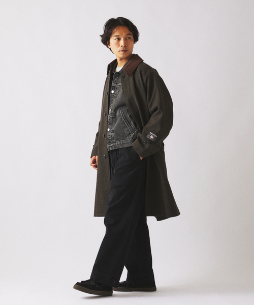 JOURNAL STANDARD relume(ジャーナルスタンダード レリューム)の「ハイランド ウール バルカラー コート(ステンカラーコート・メンズ・チャコールグレー/グレー/オリーブ/キャメル・MEDIUM/SMALL/LARGE)」の6枚目の写真