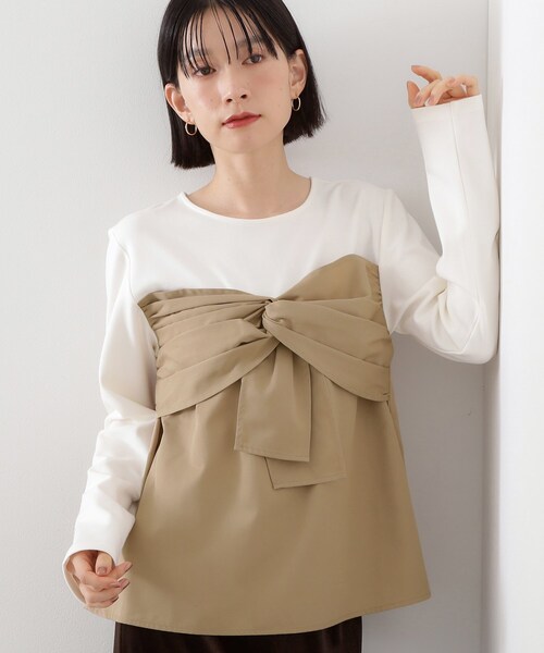 THE SHOP TK (ザ ショップ ティーケー )の「布帛切替カットソー(Tシャツ/カットソー・レディース・アイボリー系4/ブラック系4・12/13)」の2枚目の写真