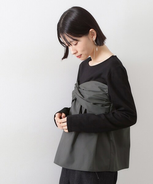 THE SHOP TK (ザ ショップ ティーケー )の「布帛切替カットソー(Tシャツ/カットソー・レディース・アイボリー系4/ブラック系4・12/13)」の9枚目の写真