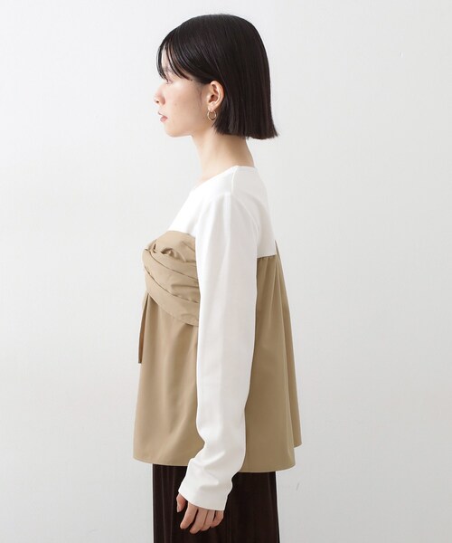 THE SHOP TK (ザ ショップ ティーケー )の「布帛切替カットソー(Tシャツ/カットソー・レディース・アイボリー系4/ブラック系4・12/13)」の3枚目の写真
