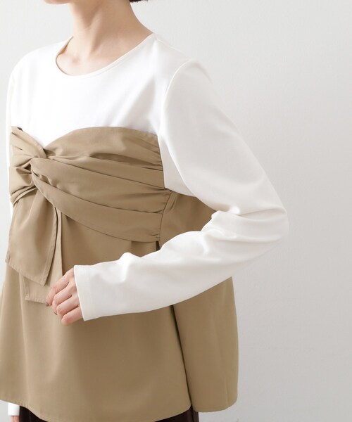 THE SHOP TK (ザ ショップ ティーケー )の「布帛切替カットソー(Tシャツ/カットソー・レディース・アイボリー系4/ブラック系4・12/13)」の6枚目の写真