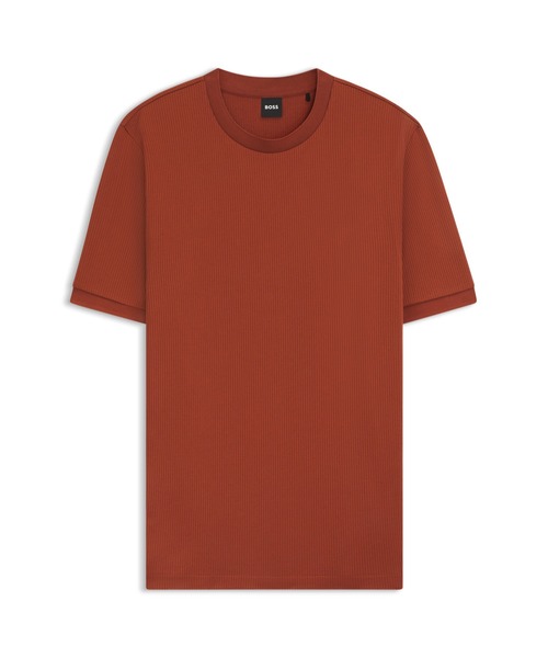 BOSS(ボス)の「レギュラーフィットTシャツ コットンブレンド シアサッカーファブリック(Tシャツ/カットソー・メンズ・ブラック/ダークオレンジ・M/S/L/XL/XXL)」の6枚目の写真