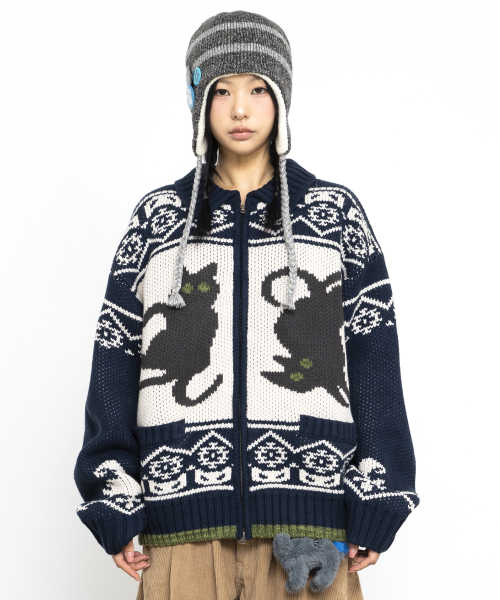 GLACK(グラック)の「GZNT003 アトキャットコウイチャンニットジップアップ (ネイビー)(ニット/セーター・レディース・その他・MEDIUM/LARGE)」の3枚目の写真