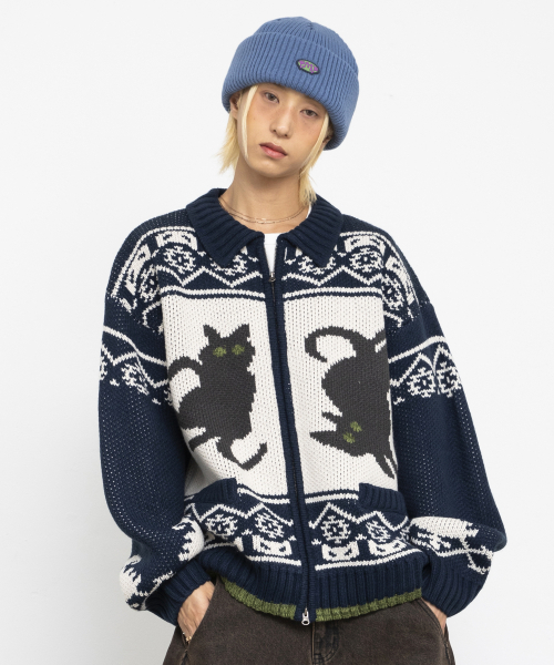 GLACK(グラック)の「GZNT003 アトキャットコウイチャンニットジップアップ (ネイビー)(ニット/セーター・レディース・その他・MEDIUM/LARGE)」の5枚目の写真
