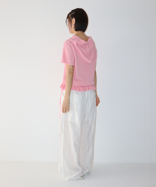 RONRON（ロンロン）の「BUTTON HOODED FRILL HALF SLEEVE KNIT SOFT PINK（ニット/セーター・レディース・その他・FREE）」の5枚目の写真