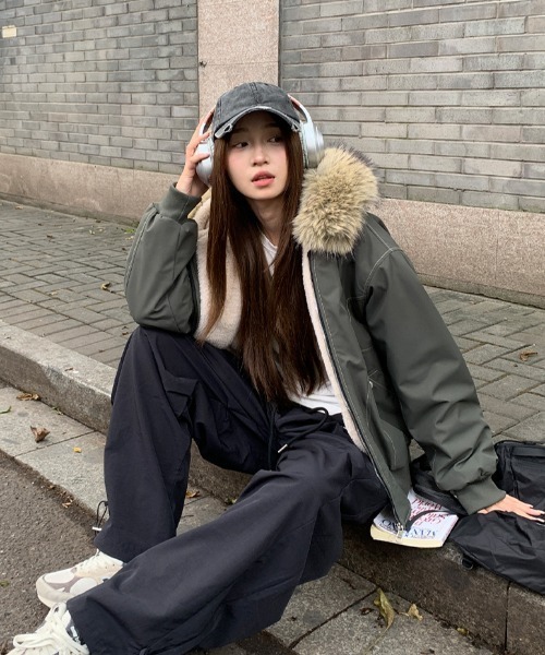 FAVORITO(ファヴォリート)の「フード付き裏ボアジャケット(その他アウター・レディース・ブラック/グリーン・S/M/L/XL)」の13枚目の写真