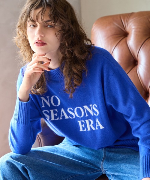 セール】【カシミヤ100％】メッセージロゴインターシャニット（ニット