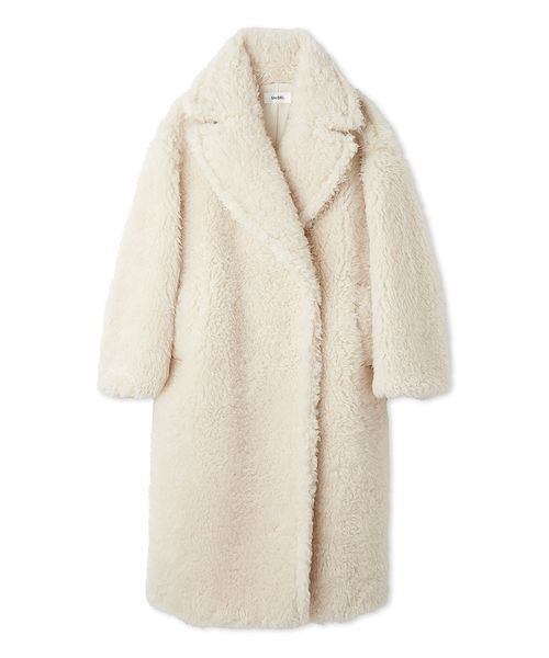 SNIDEL（スナイデル）の「ボアロングコート（ムートンコート・レディース・キャメル/アイボリー・0/1）」の5枚目の写真