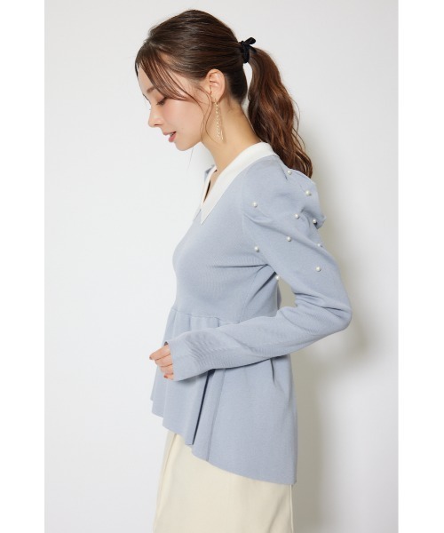 rienda(リエンダ)の「パール付きペプラムニットトップス 秋服 冬服(ニット/セーター・レディース・ベージュ/ブラック/ブルー・FREE)」の18枚目の写真