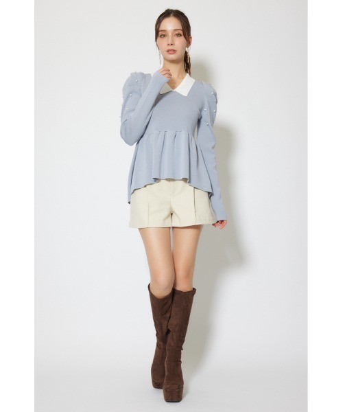 rienda(リエンダ)の「パール付きペプラムニットトップス 秋服 冬服(ニット/セーター・レディース・ベージュ/ブラック/ブルー・FREE)」の19枚目の写真