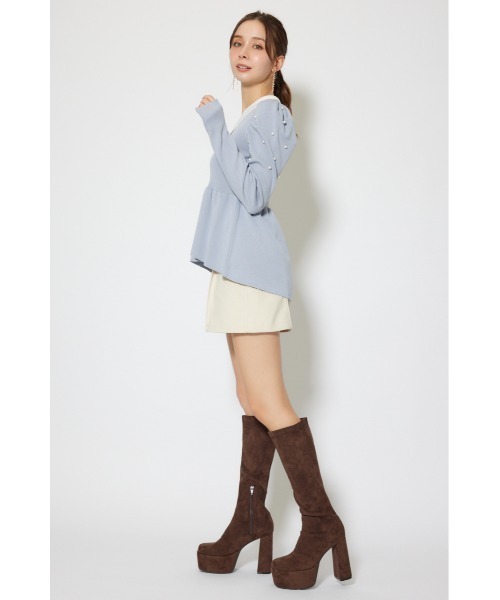 rienda(リエンダ)の「パール付きペプラムニットトップス 秋服 冬服(ニット/セーター・レディース・ベージュ/ブラック/ブルー・FREE)」の20枚目の写真