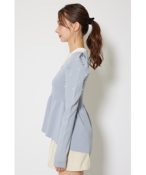 rienda(リエンダ)の「パール付きペプラムニットトップス 秋服 冬服(ニット/セーター・レディース・ベージュ/ブラック/ブルー・FREE)」の22枚目の写真