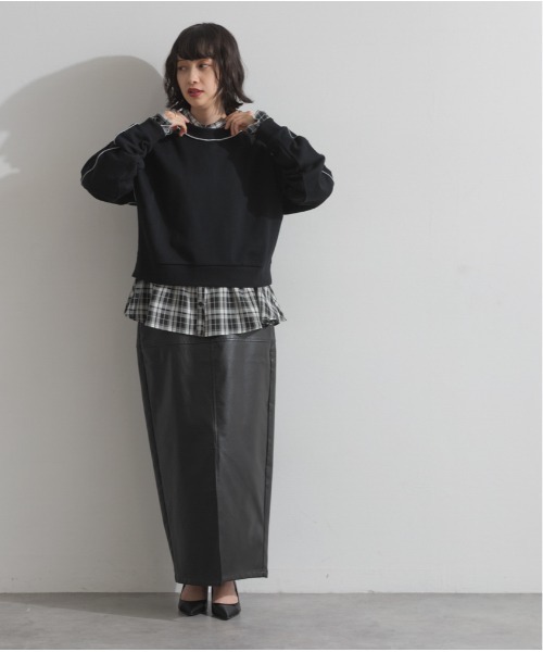 OandI（オーアンドアイ）の「裏毛配色メローショートプルオーバー（その他トップス・レディース・ブラック/ブラウン/グレー・FREE）」の4枚目の写真