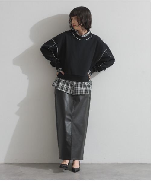 OandI（オーアンドアイ）の「裏毛配色メローショートプルオーバー（その他トップス・レディース・ブラック/ブラウン/グレー・FREE）」の5枚目の写真