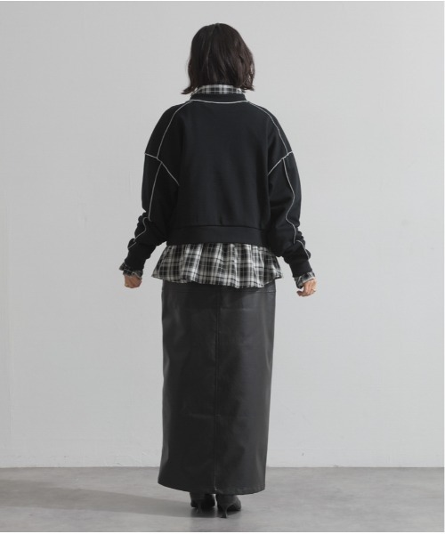 OandI（オーアンドアイ）の「裏毛配色メローショートプルオーバー（その他トップス・レディース・ブラック/ブラウン/グレー・FREE）」の7枚目の写真
