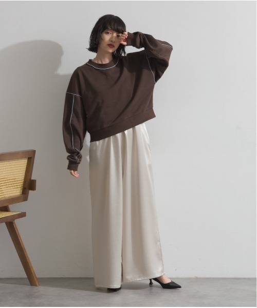 OandI（オーアンドアイ）の「裏毛配色メローショートプルオーバー（その他トップス・レディース・ブラック/ブラウン/グレー・FREE）」の15枚目の写真
