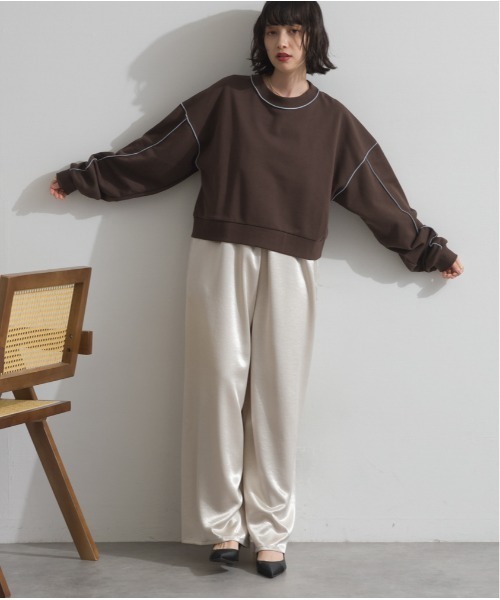 OandI（オーアンドアイ）の「裏毛配色メローショートプルオーバー（その他トップス・レディース・ブラック/ブラウン/グレー・FREE）」の17枚目の写真