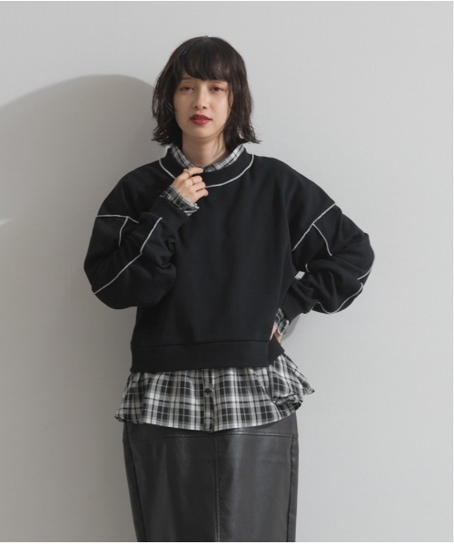 OandI（オーアンドアイ）の「裏毛配色メローショートプルオーバー（その他トップス・レディース・ブラック/ブラウン/グレー・FREE）」の22枚目の写真