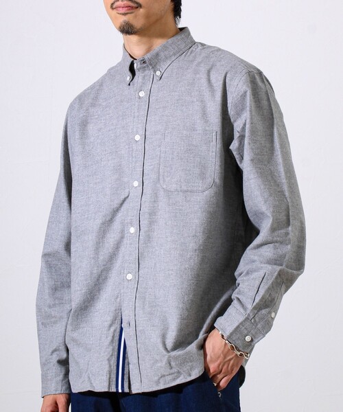 GLOSTER（グロスター）の「【ビジカジ対応】ニットテープ ボタンダウンネルシャツ（シャツ/ブラウス・メンズ・サックスブルー/ブルー系その他/キナリ/グレー・S/M/L）」の2枚目の写真