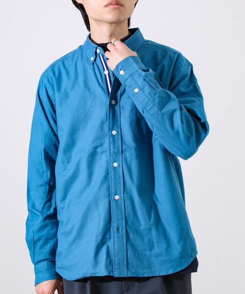 GLOSTER（グロスター）の「【ビジカジ対応】ニットテープ ボタンダウンネルシャツ（シャツ/ブラウス・メンズ・サックスブルー/ブルー系その他/キナリ/グレー・S/M/L）」の3枚目の写真