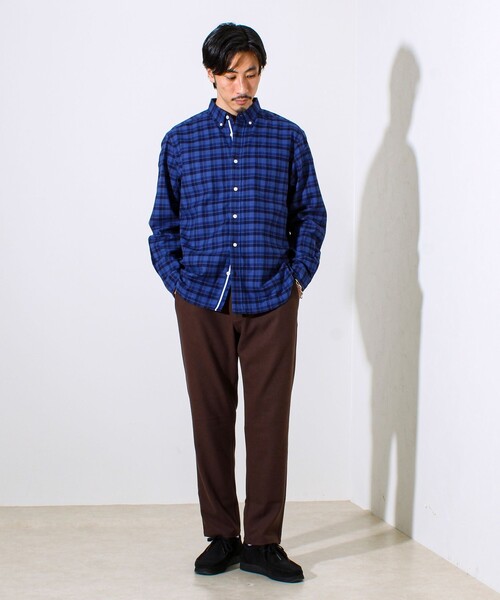 GLOSTER（グロスター）の「【ビジカジ対応】ニットテープ ボタンダウンネルシャツ（シャツ/ブラウス・メンズ・サックスブルー/ブルー系その他/キナリ/グレー・S/M/L）」の5枚目の写真