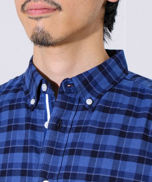 GLOSTER（グロスター）の「【ビジカジ対応】ニットテープ ボタンダウンネルシャツ（シャツ/ブラウス・メンズ・サックスブルー/ブルー系その他/キナリ/グレー・S/M/L）」の11枚目の写真
