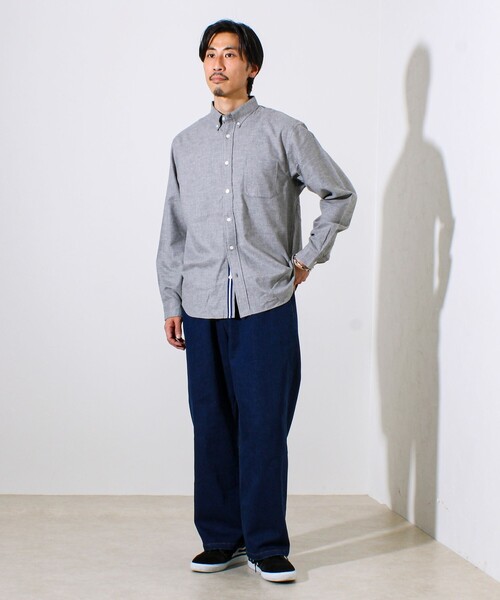 GLOSTER（グロスター）の「【ビジカジ対応】ニットテープ ボタンダウンネルシャツ（シャツ/ブラウス・メンズ・サックスブルー/ブルー系その他/キナリ/グレー・S/M/L）」の17枚目の写真