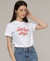 [ウーマン]リボンタイポハートスリム半袖Tシャツ_ホワイト