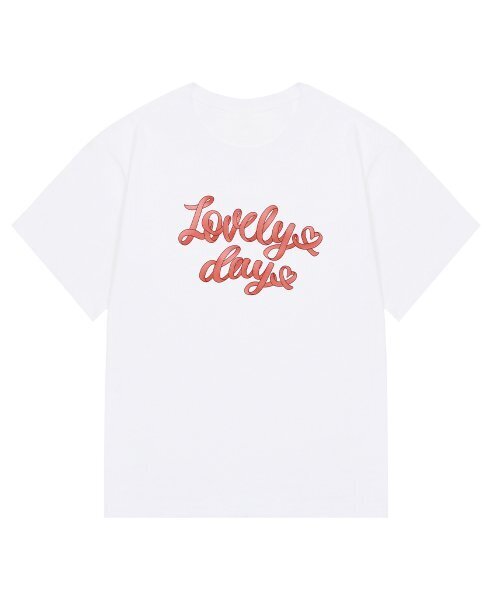 GRAVER（グレーバー）の「[ウーマン]リボンタイポハートスリム半袖Tシャツ_ホワイト（Tシャツ/カットソー・レディース・ホワイト・FREE）」の3枚目の写真
