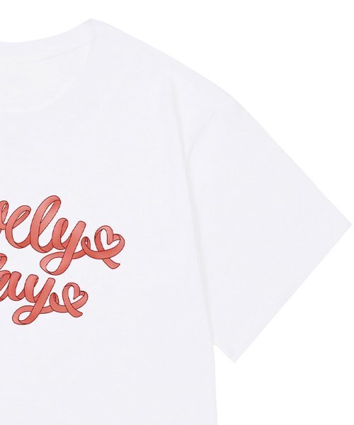 GRAVER（グレーバー）の「[ウーマン]リボンタイポハートスリム半袖Tシャツ_ホワイト（Tシャツ/カットソー・レディース・ホワイト・FREE）」の5枚目の写真