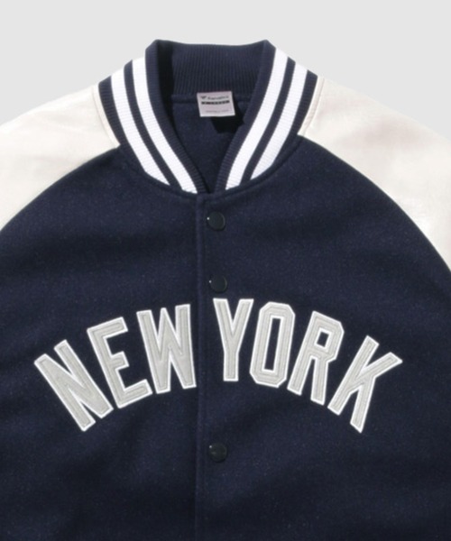 MLB(メジャーリーグベースボール)の「MLB Classic Melton Stadium Jacket/MLBクラシックメルトンスタジアムジャケット(スタジャン・メンズ・ブルー/ブラウン/ネイビー・M/L/XL)」の11枚目の写真